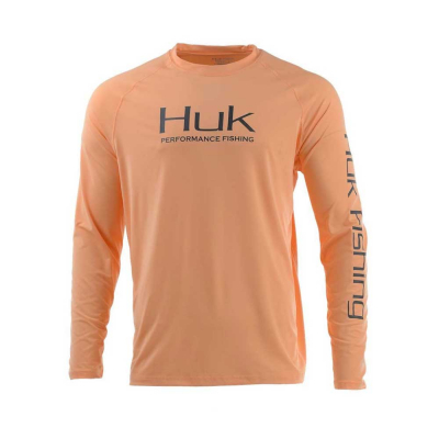 Shop Online HUK Pursuit Vented LS Performance Fishing Shirt - Light Orange  - Marine Hub