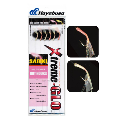 Shop Online Hayabusa Mix Shrimp Sabiki, Glow Finish - Marine Hub
