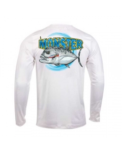 قميص صيد مونستر بيرفورمانس بأكمام طويلة - أبيض جي تي