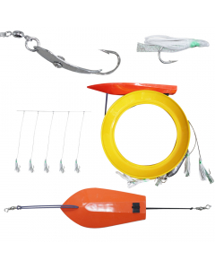 Ready Made - Trolling Hand line Rig with White Green - Squid Skirt for Kingfish 