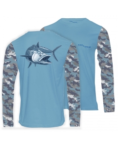 Fish2spear Long Sleeve Performance Shirt - Fierce King Fish - Blue Camo