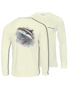 Fish2spear Long Sleeve Performance Shirt - Group of Cobia's - Creme