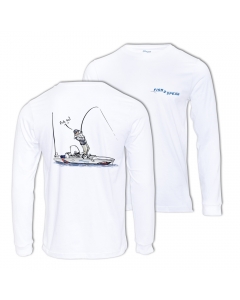 قميص الصيد فيش تو سبيرز برفورمانس - بأكمام طويلة لعشاق صيد الكاياك ، أبيض