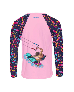 Dope Kitesurfing Long Sleeve Performance T-shirt for Women - Pink/Black