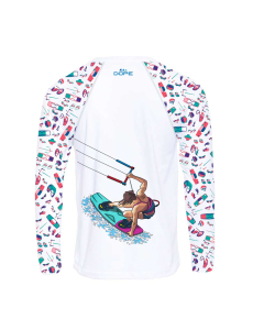 Dope Kitesurfing Long Sleeve Performance T-shirt for Women - White/Pink