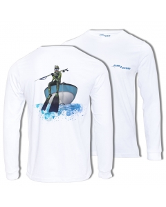 Fish2spear Long Sleeve Performance Shirt - Spearo on Deck - White