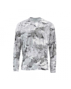 Simms Solarflex Crewneck Print Long Sleeve Shirt - CC-Grey (Size: L)